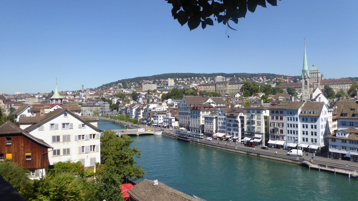 Zurich river Sihl view